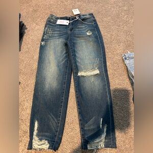 Casual Distressed Boyfriend Jeans in Blue